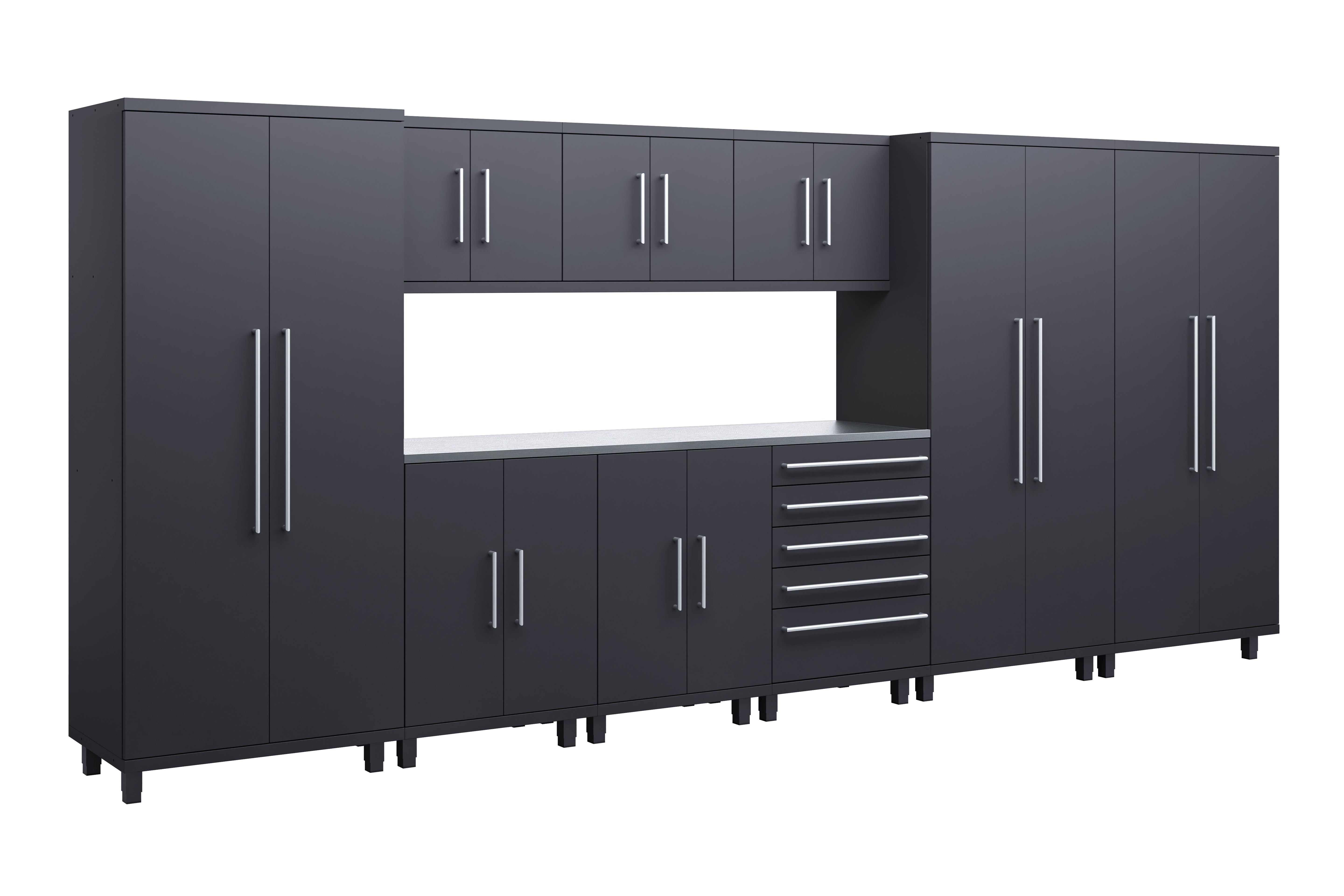 Prestige Series 10pc Cabinet Set with Bases, Tool Drawer, Wall Cabinets and 36" Lockers