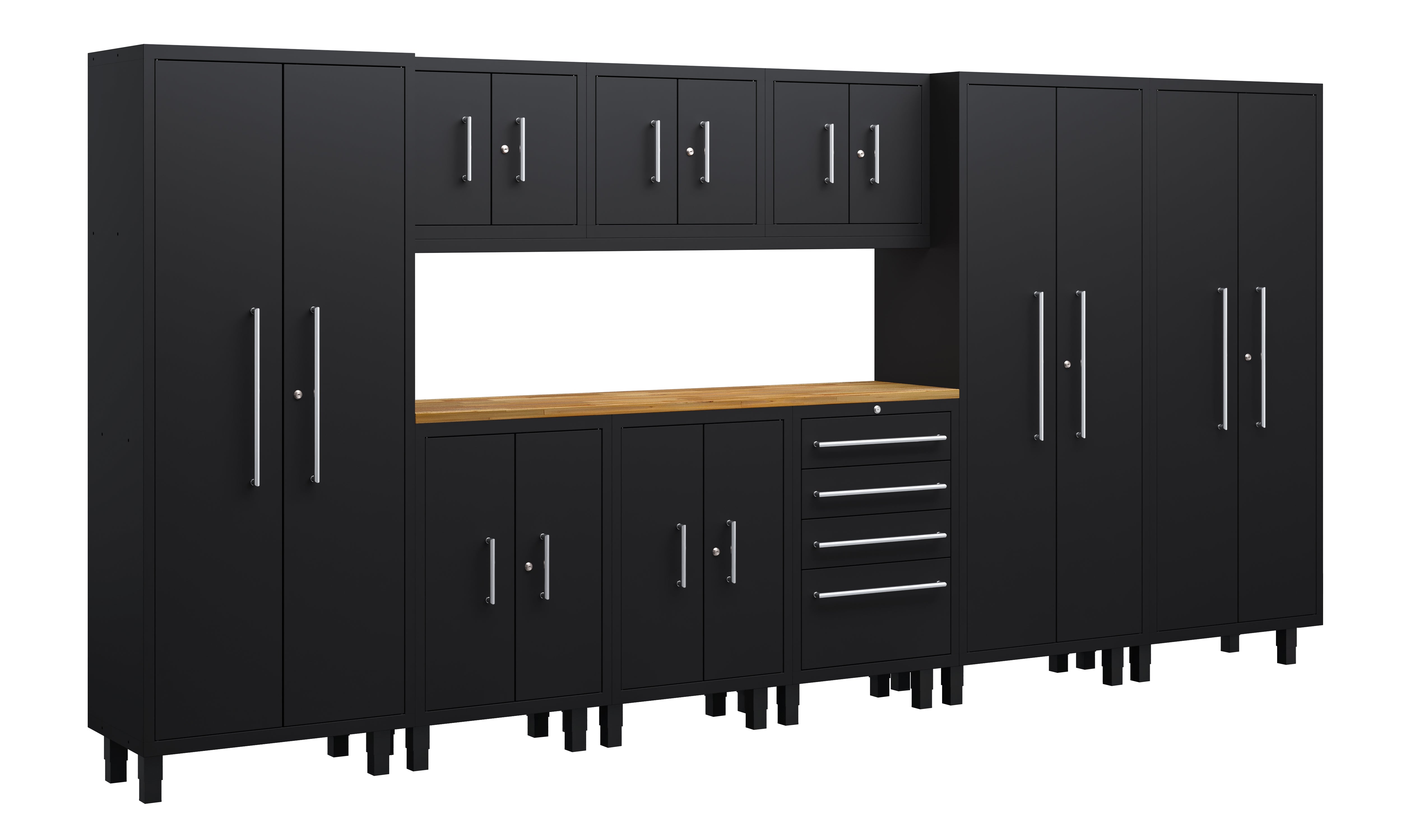 Ensemble d'armoires Core Essentials 10 pièces avec base, tiroir à outils, armoires murales et casiers de 76 cm