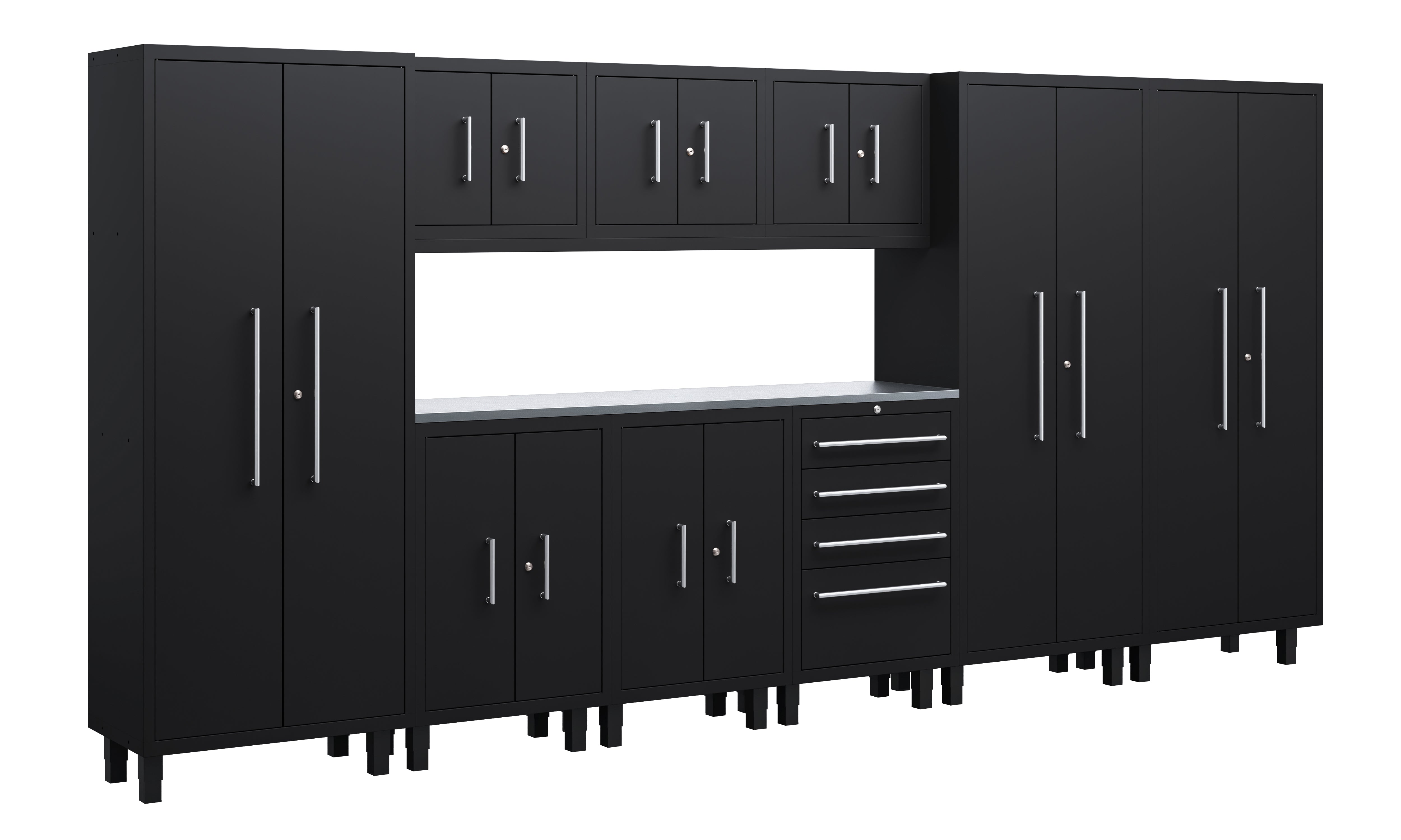 Ensemble d'armoires Core Essentials 10 pièces avec base, tiroir à outils, armoires murales et casiers de 76 cm