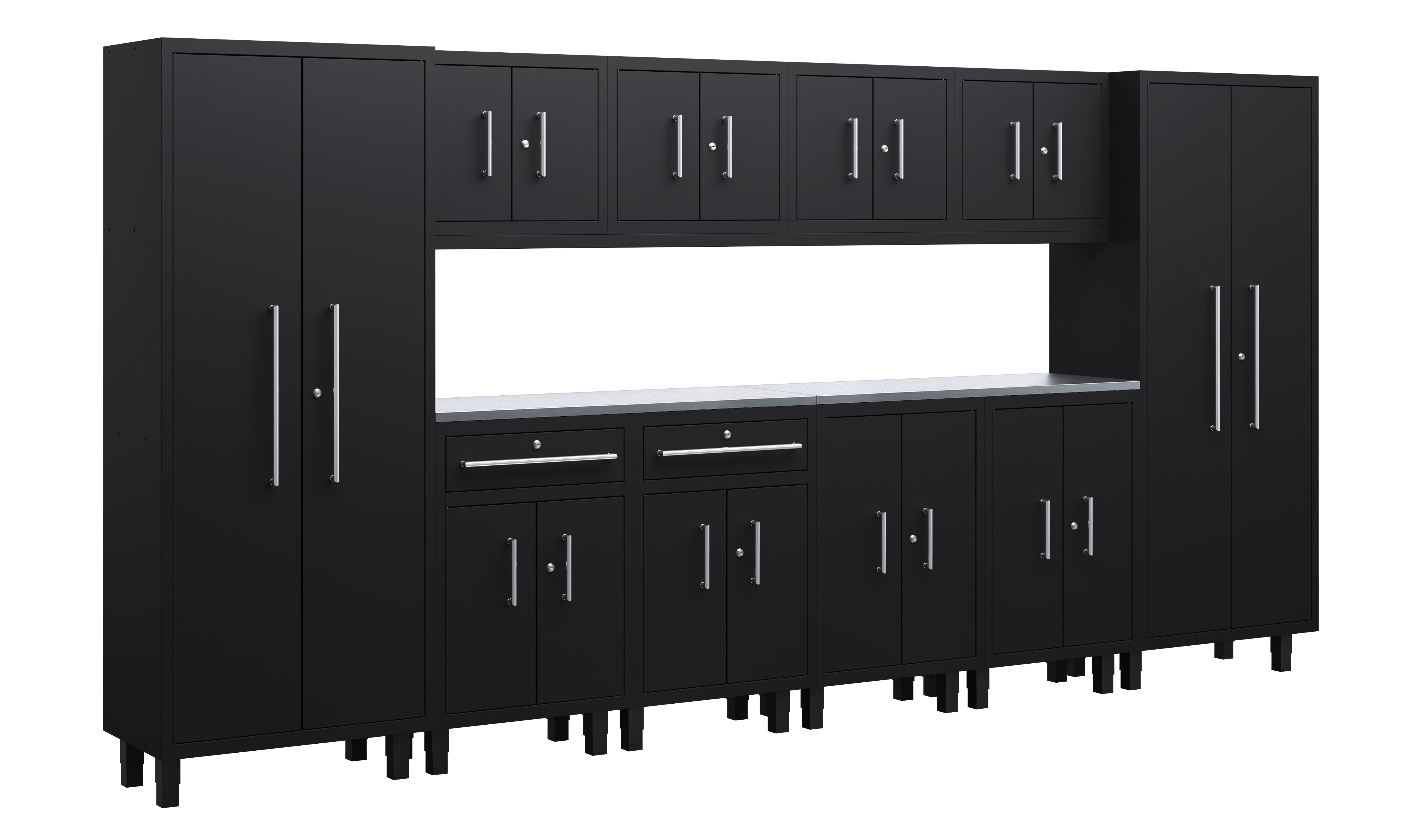 Ensemble d'armoires Core Plus Series 12 pièces avec base, tiroirs à outils, armoires murales et casiers de 76,2 cm