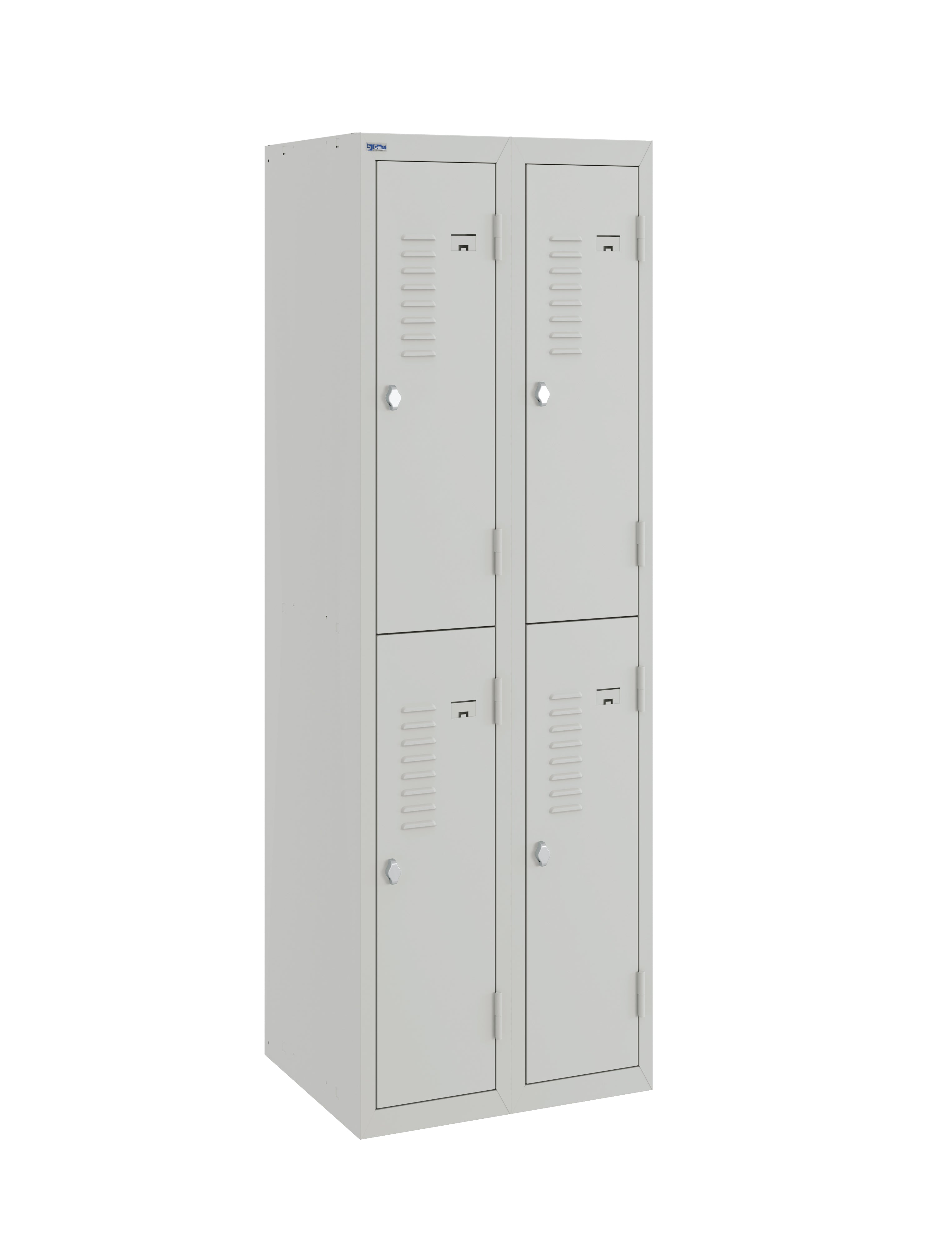 BDS Double Unit Locker 2 - Tier Flat Pack - Main (1) and Add-on (1) Unit - Light Gray