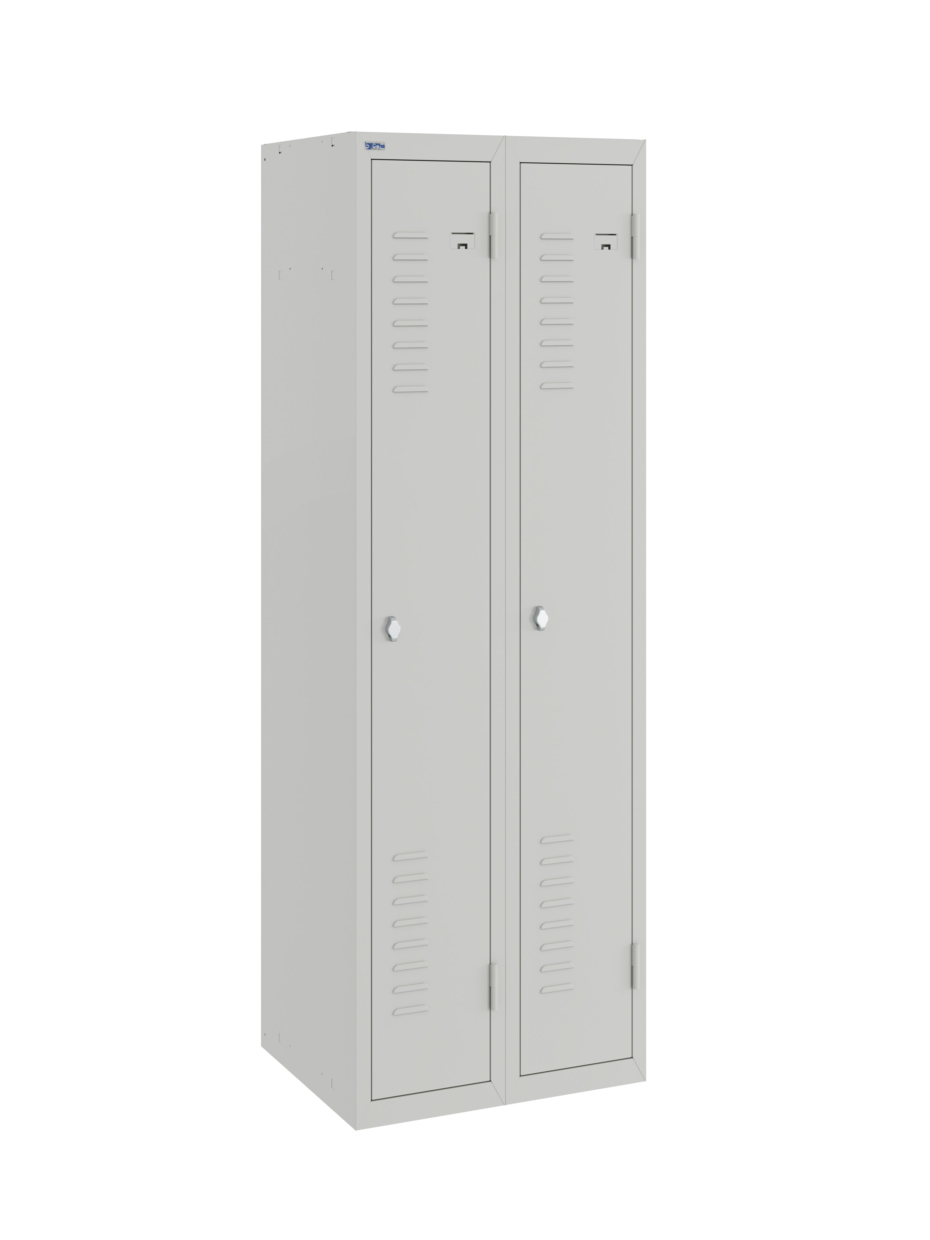 BDS Double Unit Locker 1- Tier Flat Pack - Main (1) and Add-on (1) Unit - Light Gray