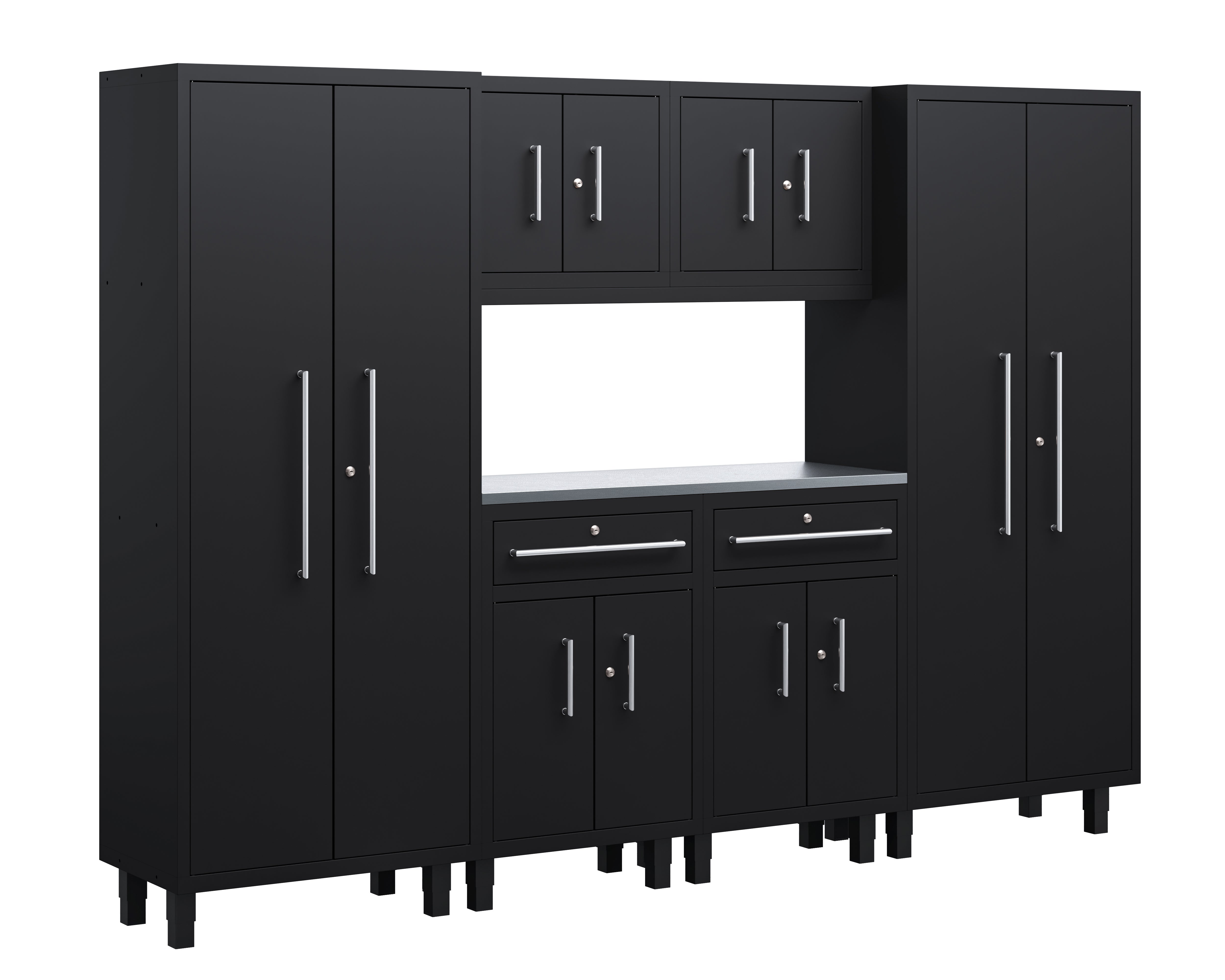 Core Plus Series 7pc Cabinet Set with Split Cabinets, Wall Cabinets and 30" Lockers