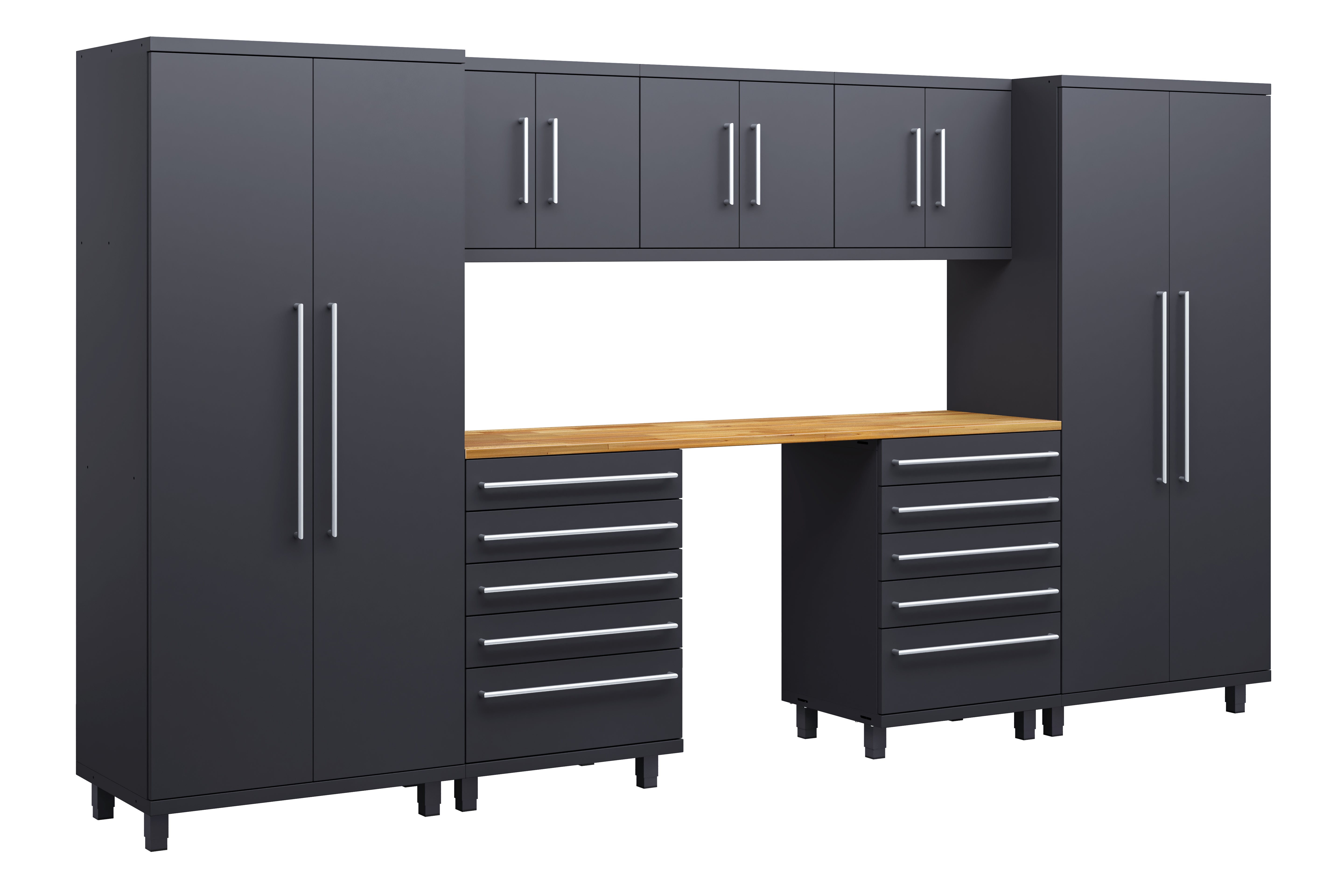 Prestige Series 8pc Cabinets Set with Tool Drawers, Wall Cabinets and 36" Lockers