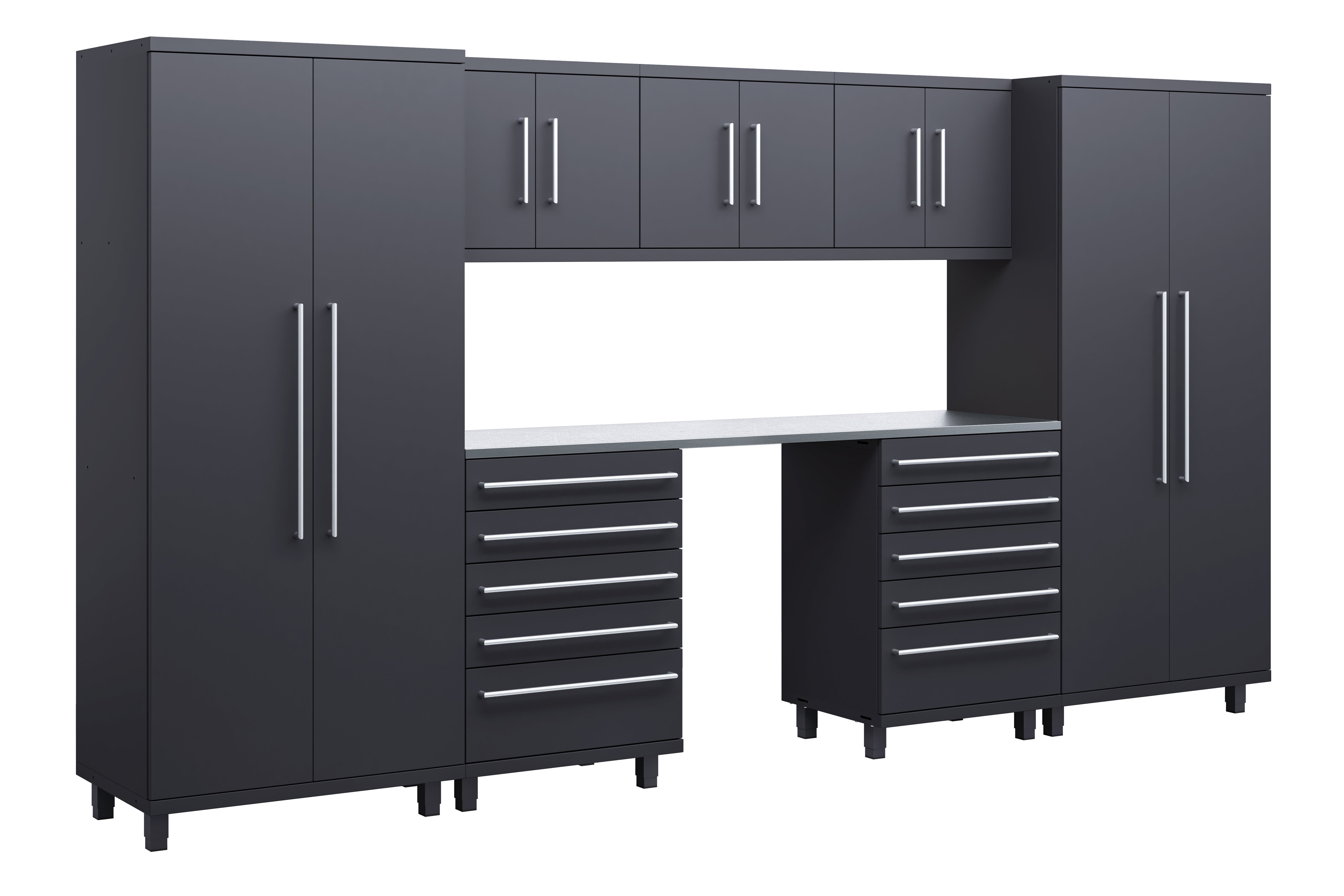 Prestige Series 8pc Cabinets Set with Tool Drawers, Wall Cabinets and 36" Lockers