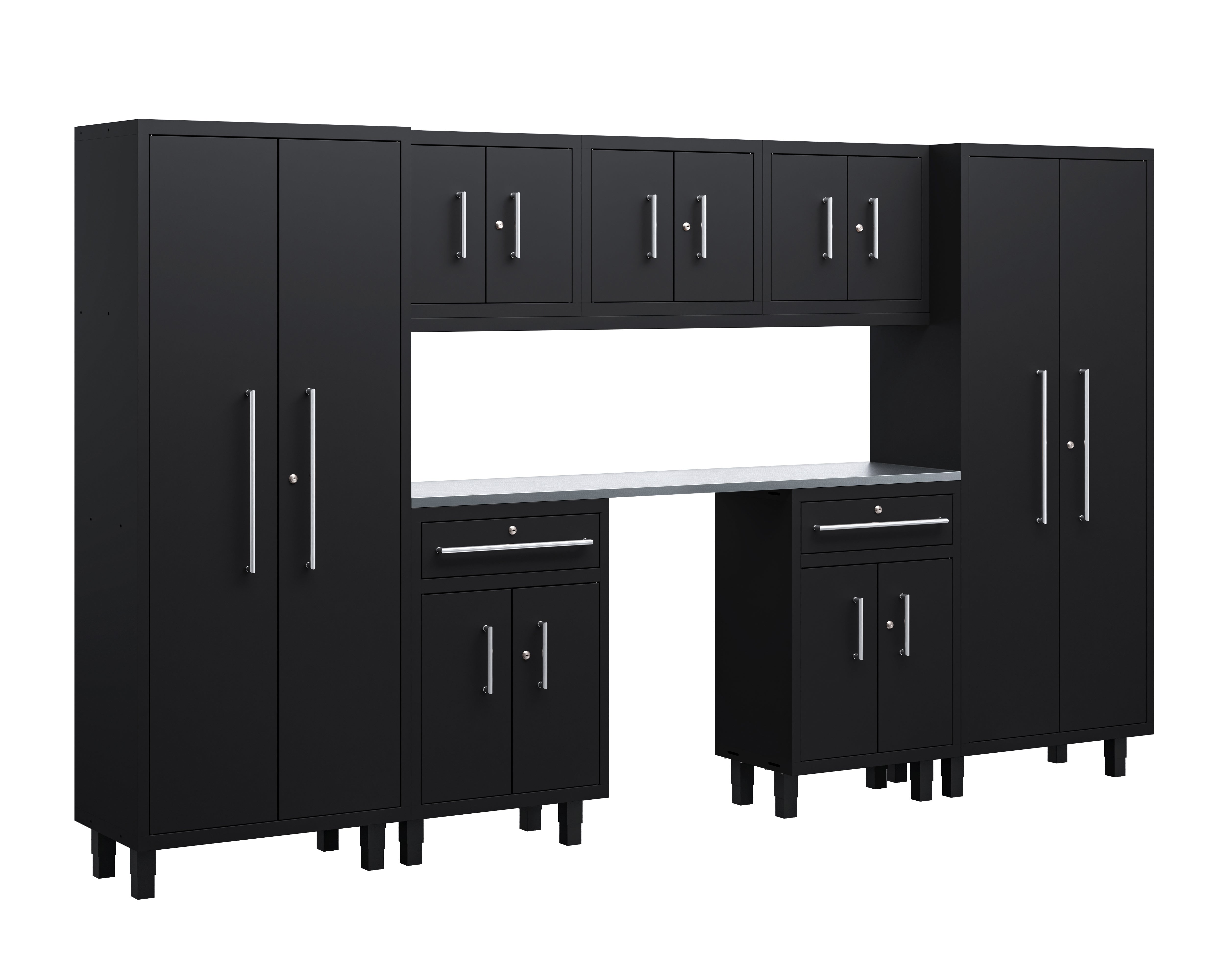 Ensemble de 8 armoires Core Plus avec base, tiroirs à outils, armoires murales et casiers de 76 cm