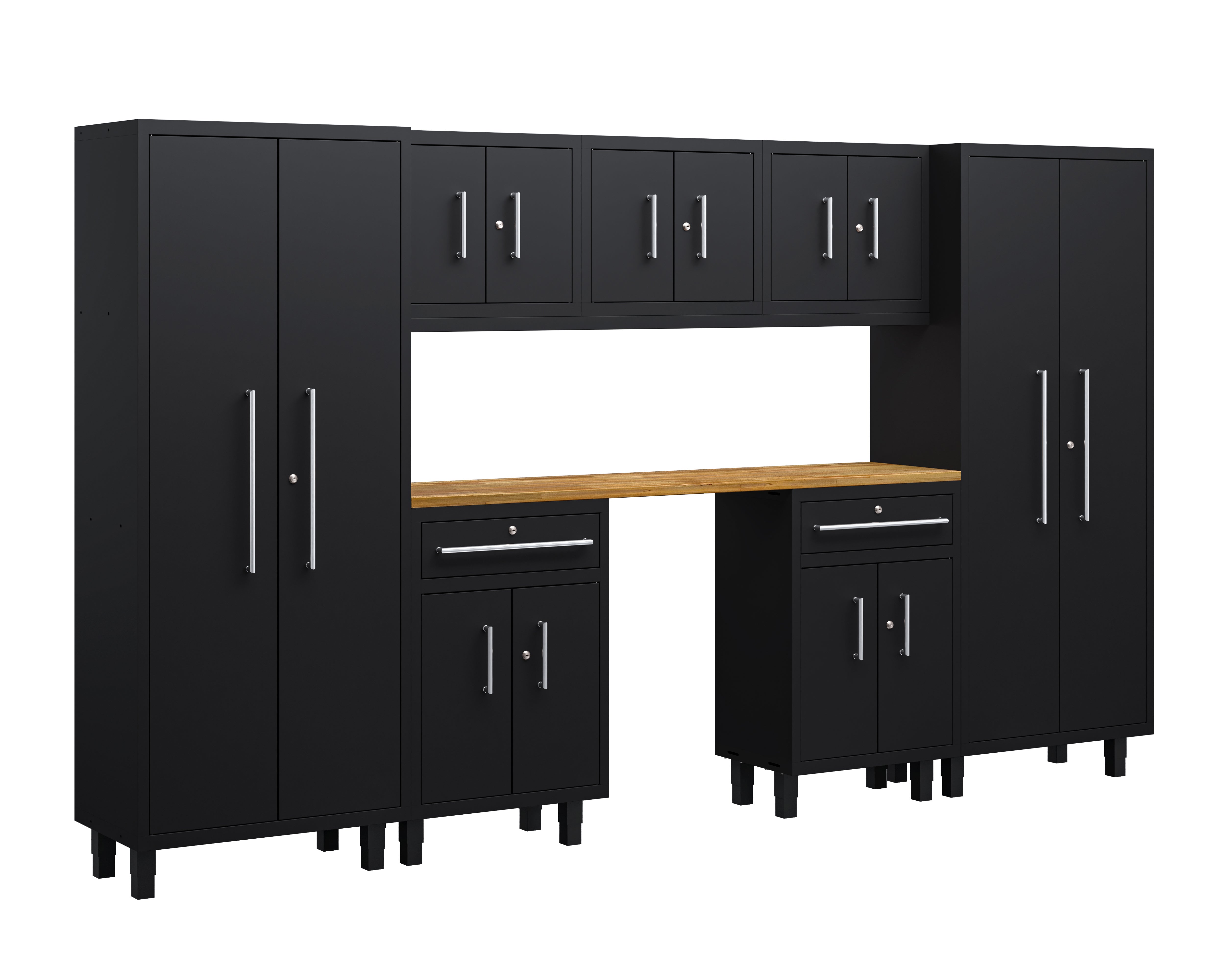 Ensemble de 8 armoires Core Plus avec base, tiroirs à outils, armoires murales et casiers de 76 cm