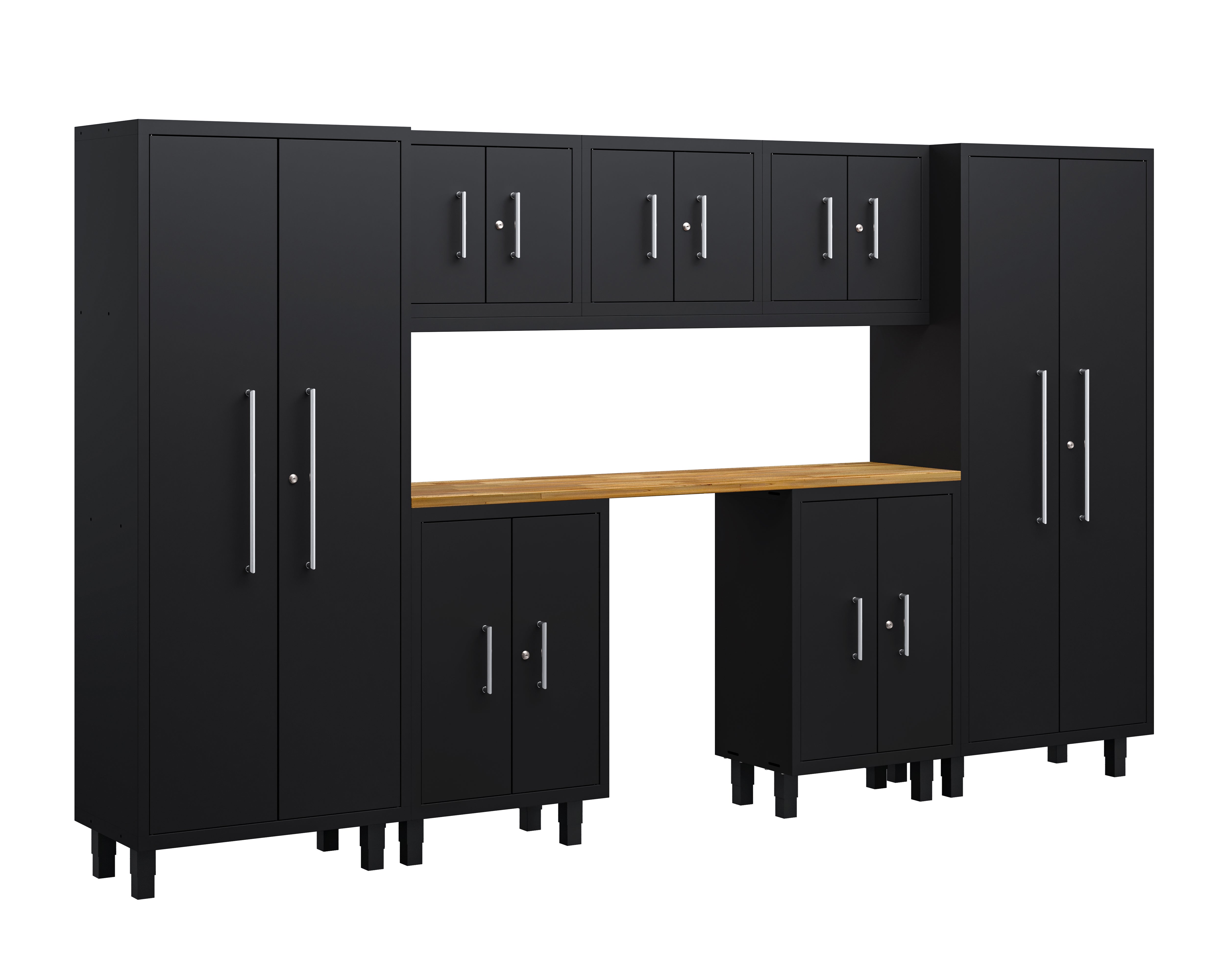 Core Plus Series 8pc Cabinets Set with Base, and Wall Cabinets with 30" Lockers