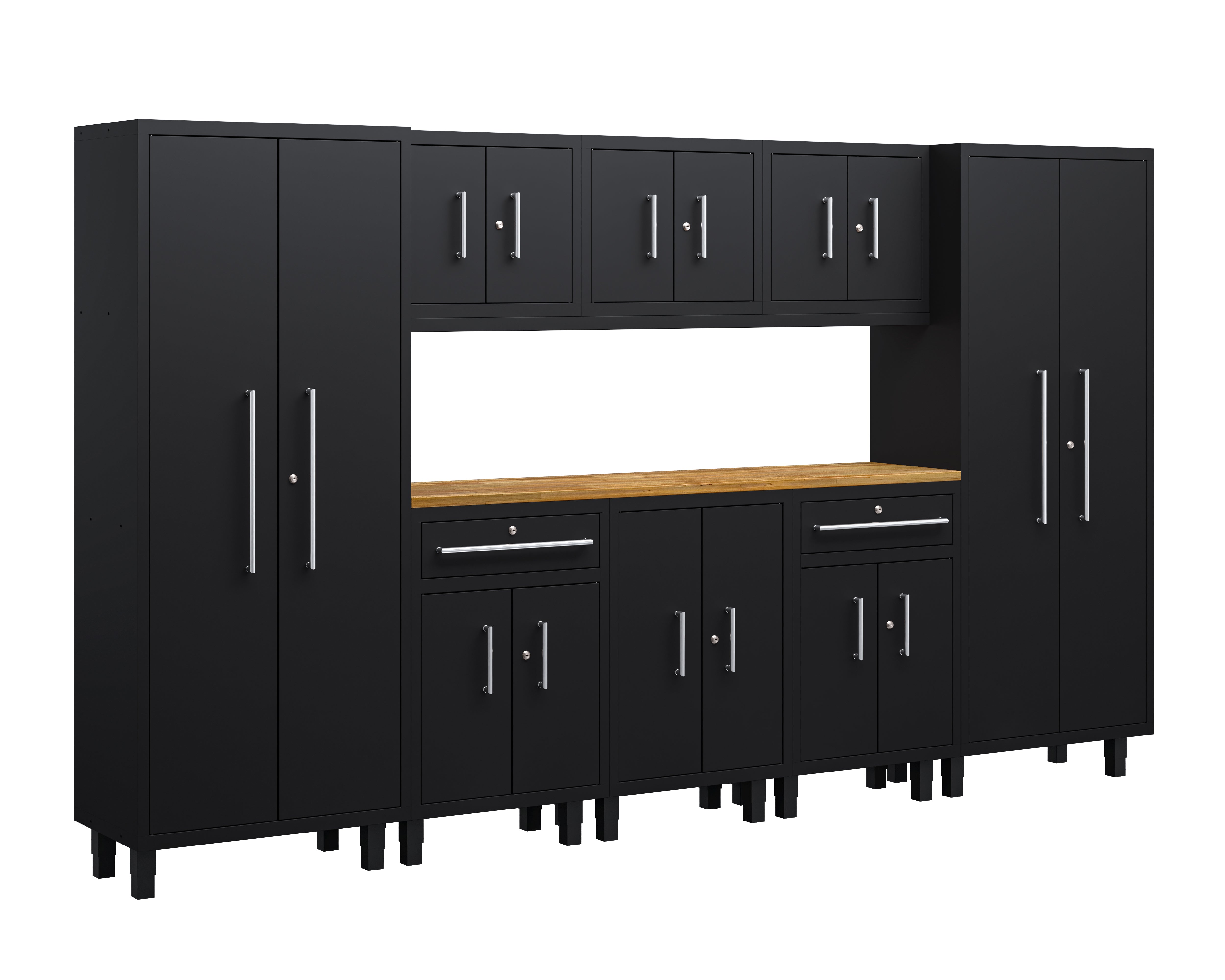 Ensemble de 9 armoires Core Plus avec base, 2 tiroirs à outils, armoires murales et casiers de 30 po