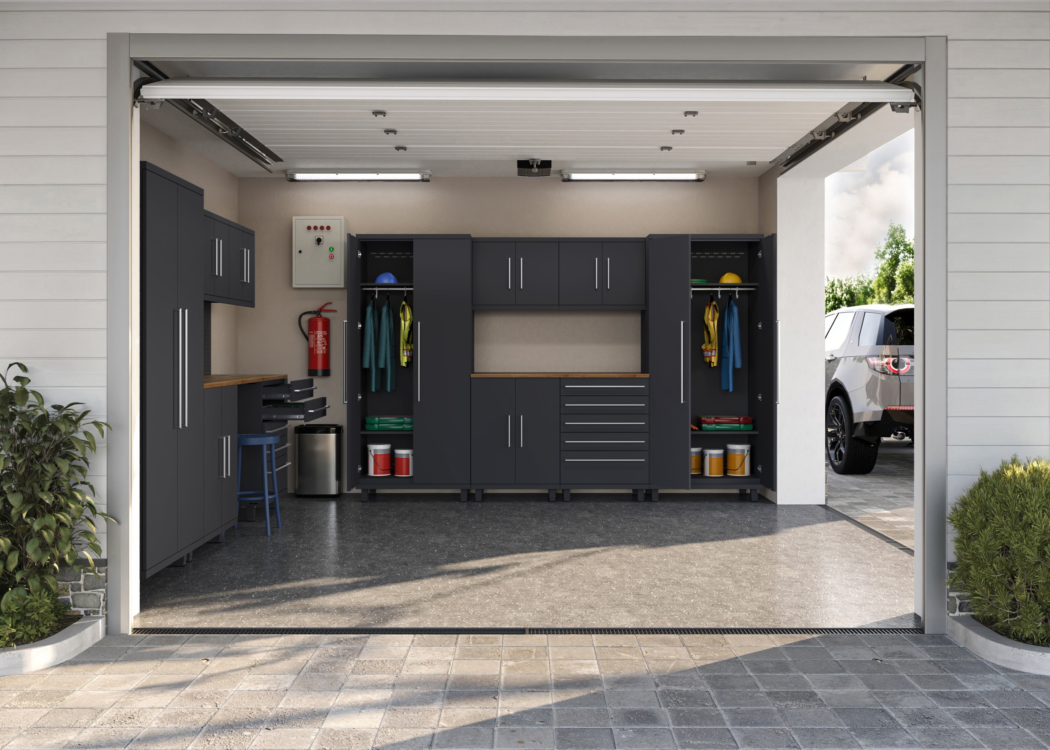 Prestige Series 8pc Cabinets Set with Tool Drawers, Wall Cabinets and 36" Lockers