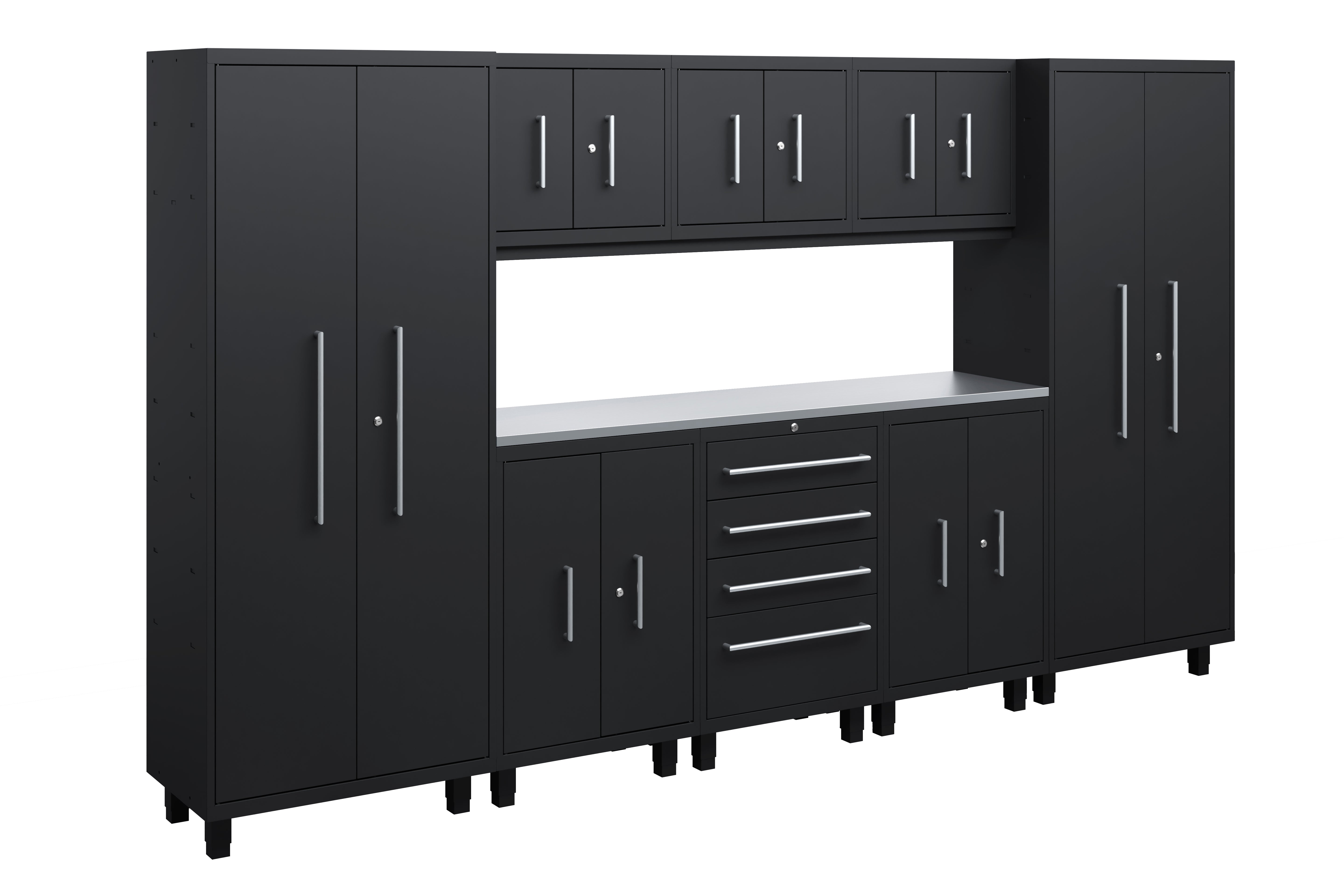 Core Plus Series 9pc Cabinet Set with Base, Tool Drawers, Wall Cabinets and 30" Lockers