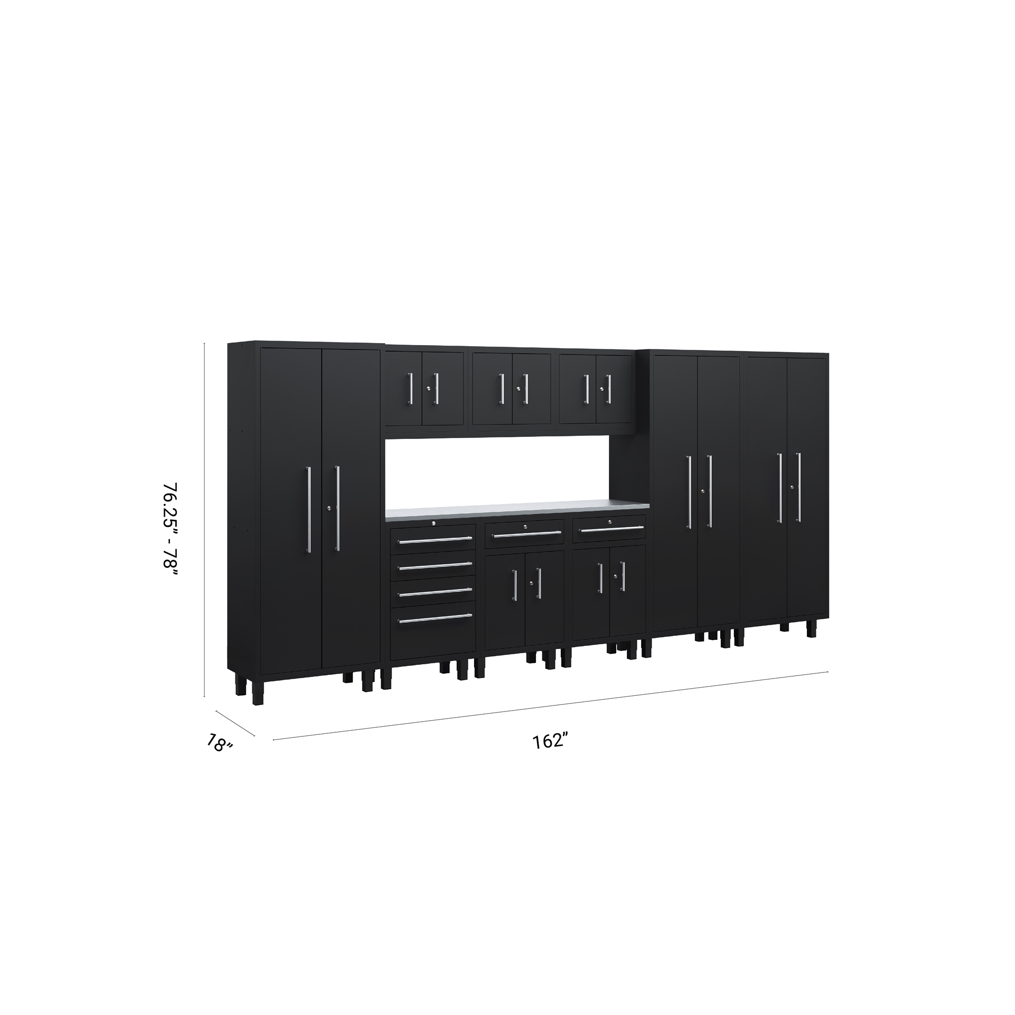 Core Plus Series 10pc Cabinet Set with Base, Split, Tool Drawer, Wall Cabinets and 30" Lockers