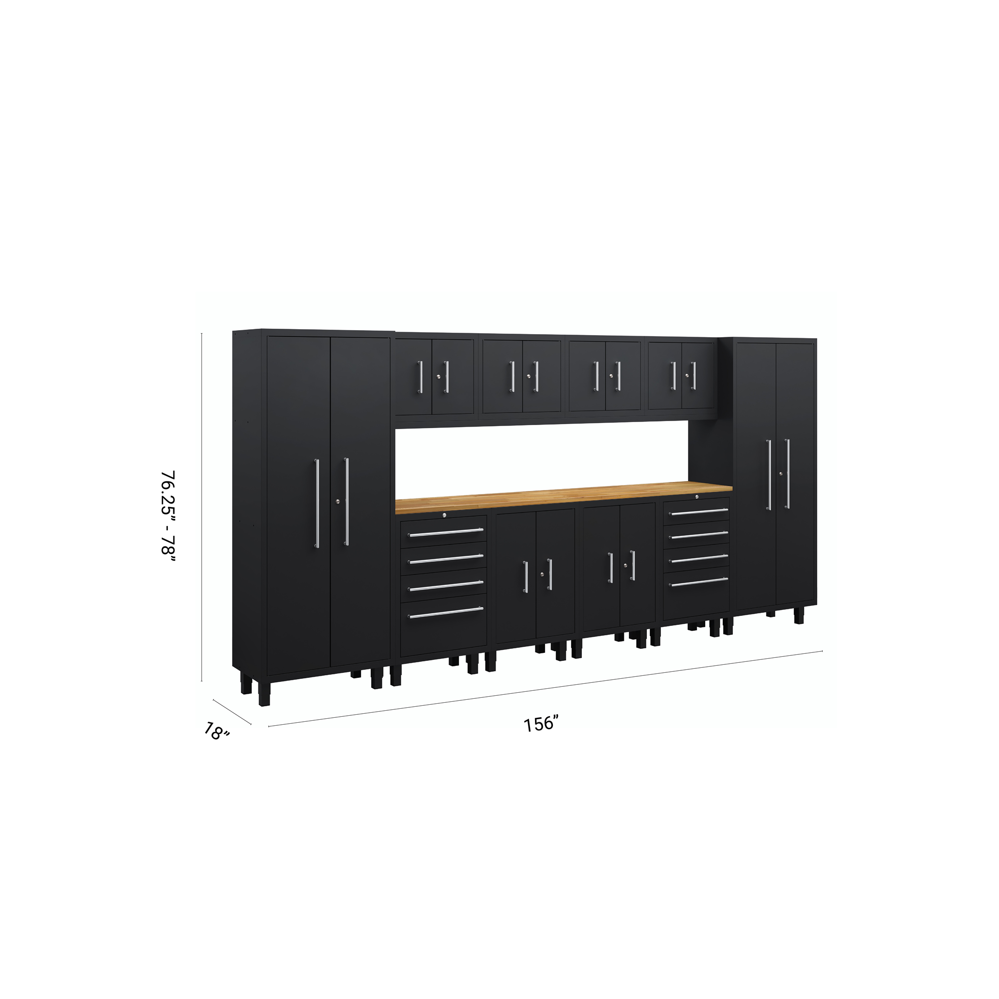 Core Plus Series 12pc Cabinet Set with Base, Tool Drawer, Wall Cabinets and 30" Lockers