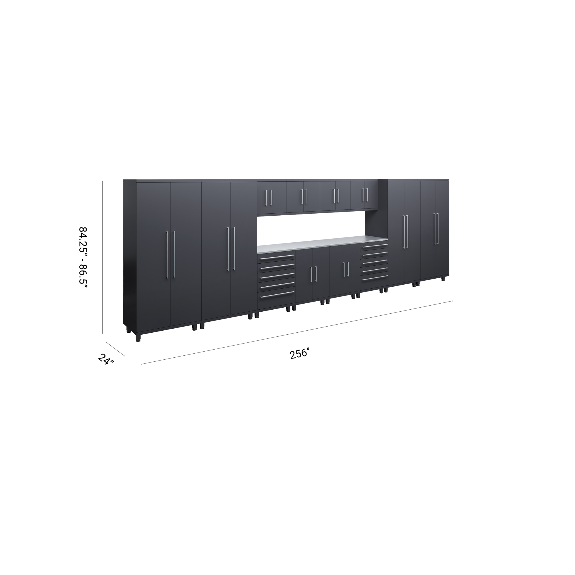 Prestige Series 14pc Cabinet Set with Base, Tool, Wall Cabinets and 36" Lockers