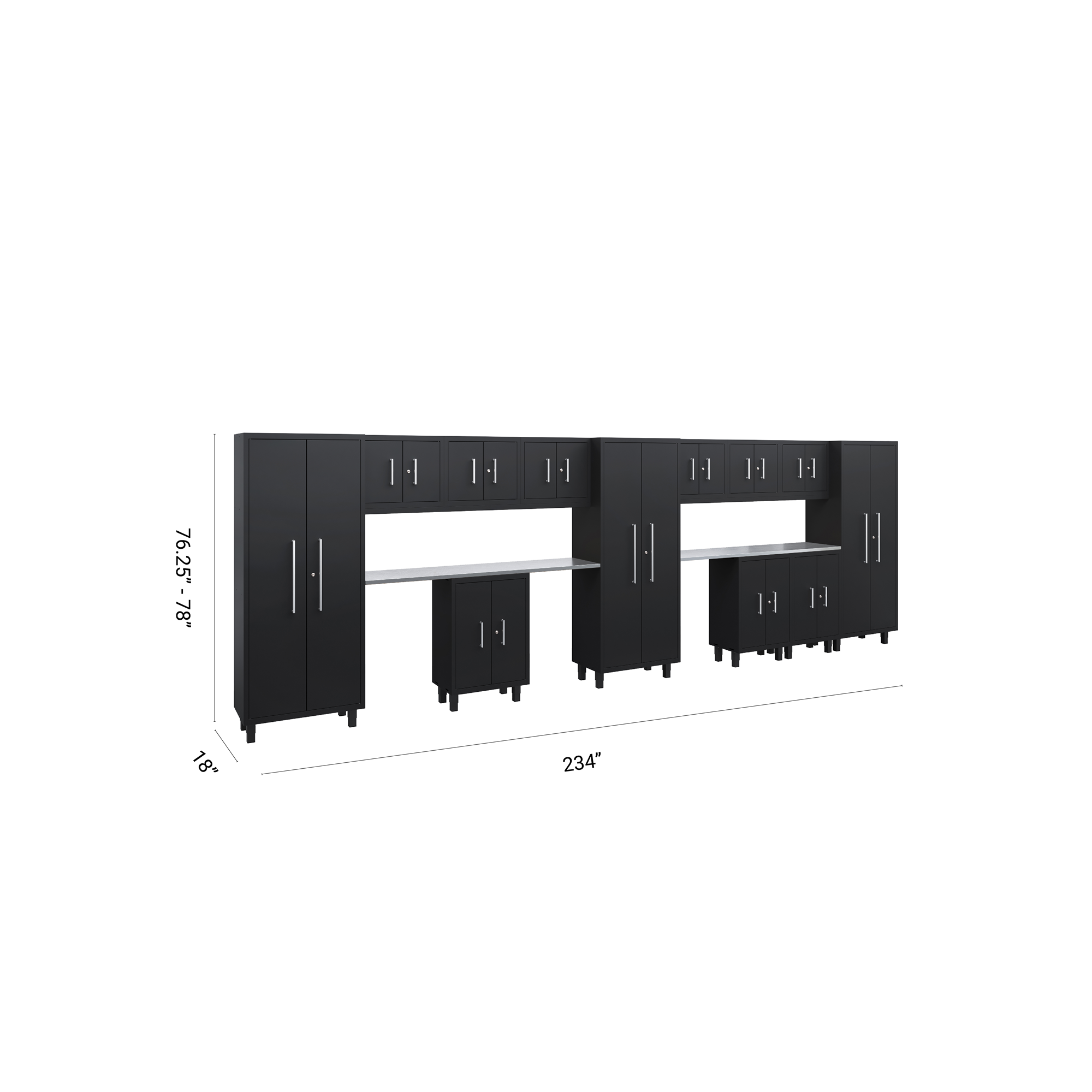 Core Plus Series 14pc Cabinet Set with Base, Wall Cabinets and 30" Lockers