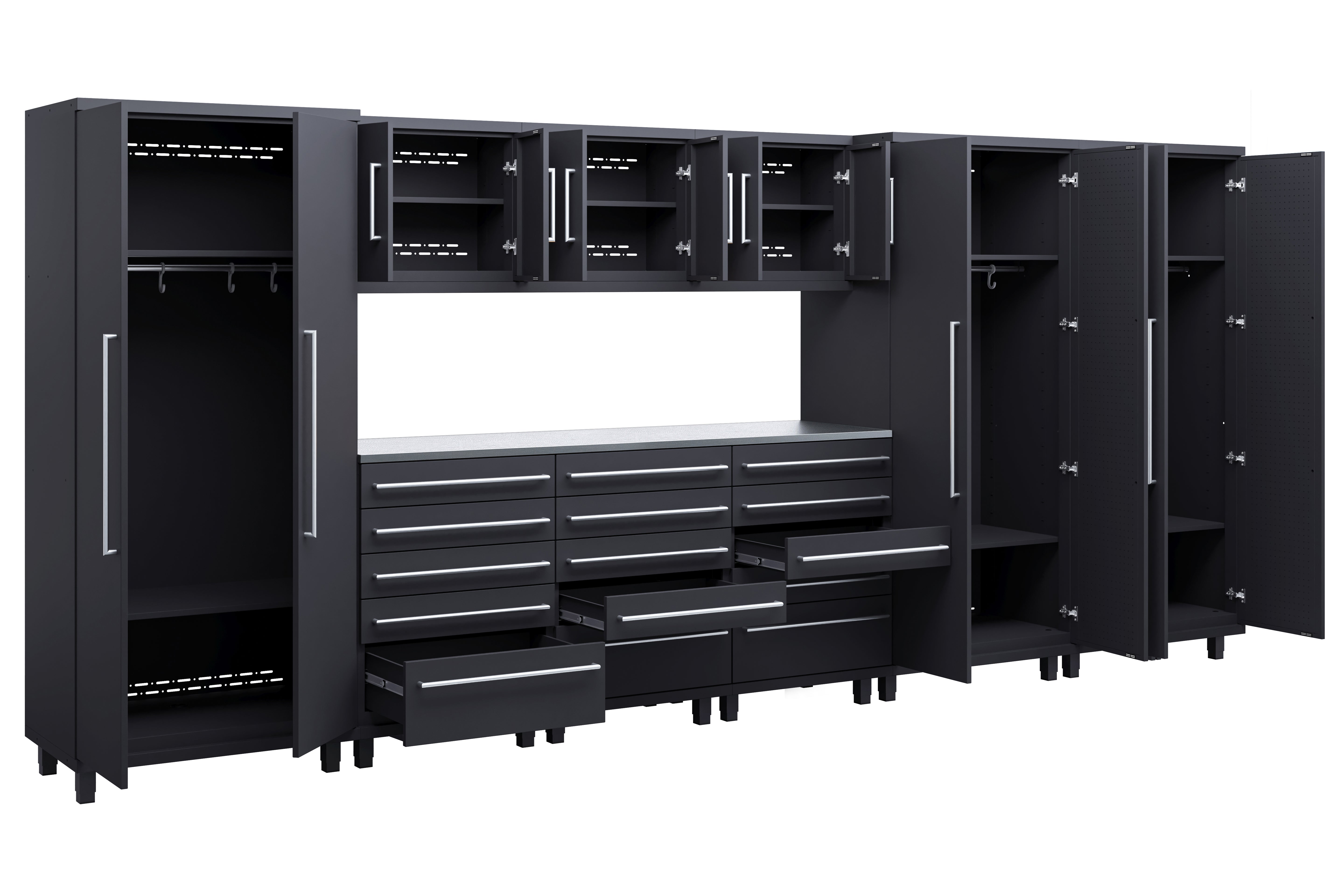 Prestige Series 10pc Cabinet Set with Tool Drawers, Wall Cabinets and 36" Lockers