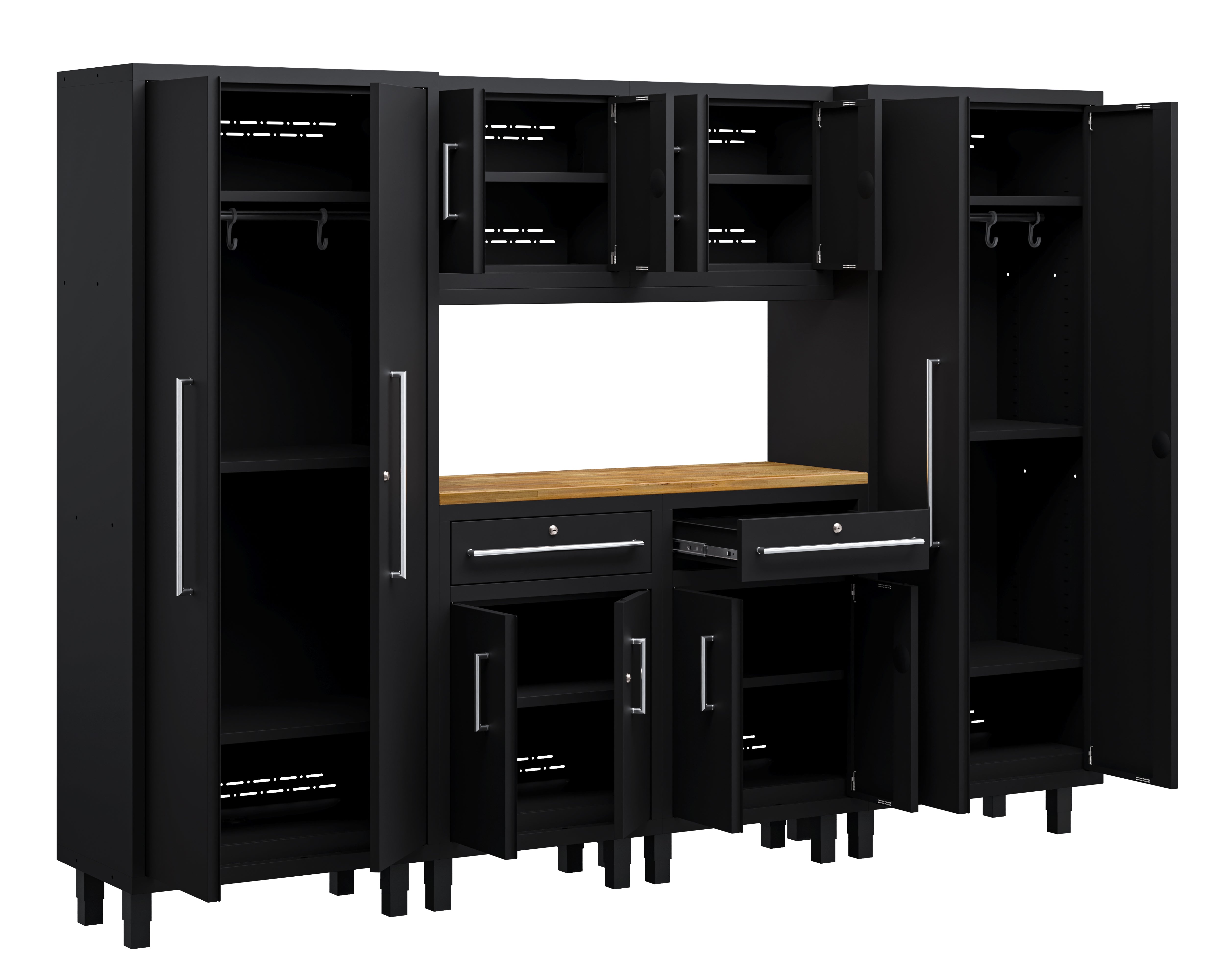 Core Plus Series 7pc Cabinet Set with Split Cabinets, Wall Cabinets and 30" Lockers