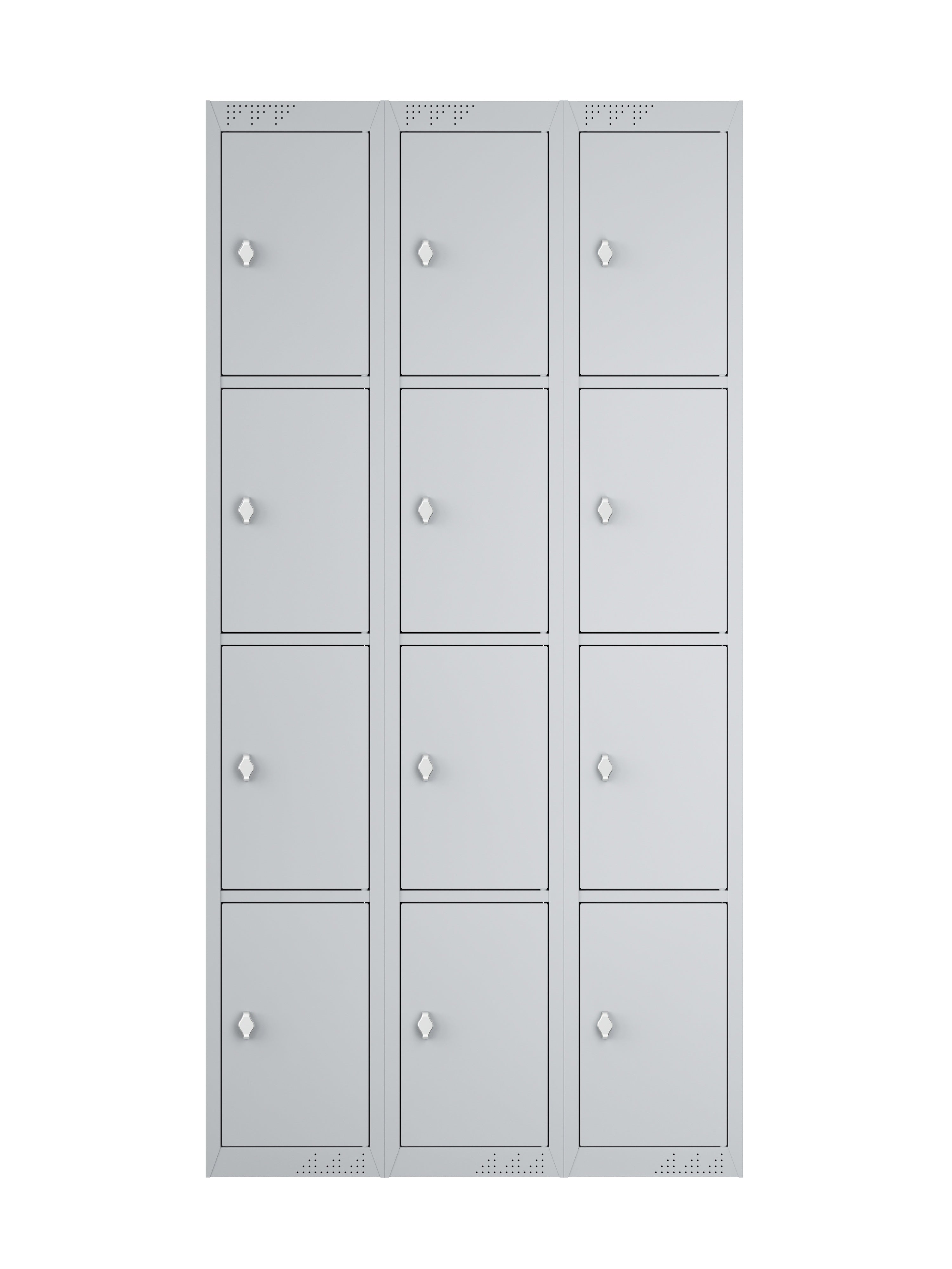 KDK Casier Triple Unités 4 Niveaux, Livré à Plat - Unité Principale (1) et Unité d'Extension (2) - Gris Clair