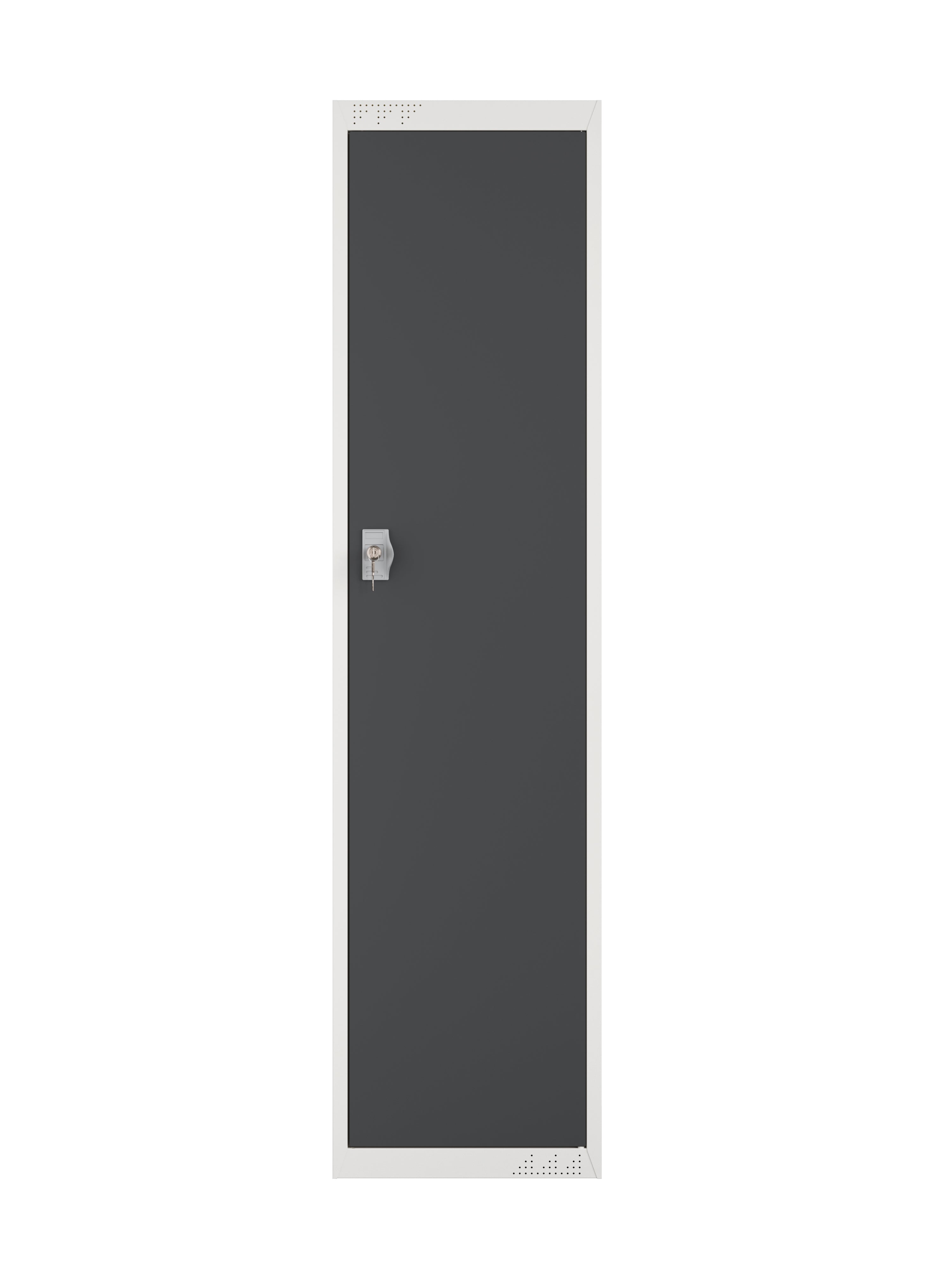 KDS Flat Pack Split Storage Locker 17.7”W x19.7”D x 71”H Main Unit - White Frame and Basalt Gray Doors