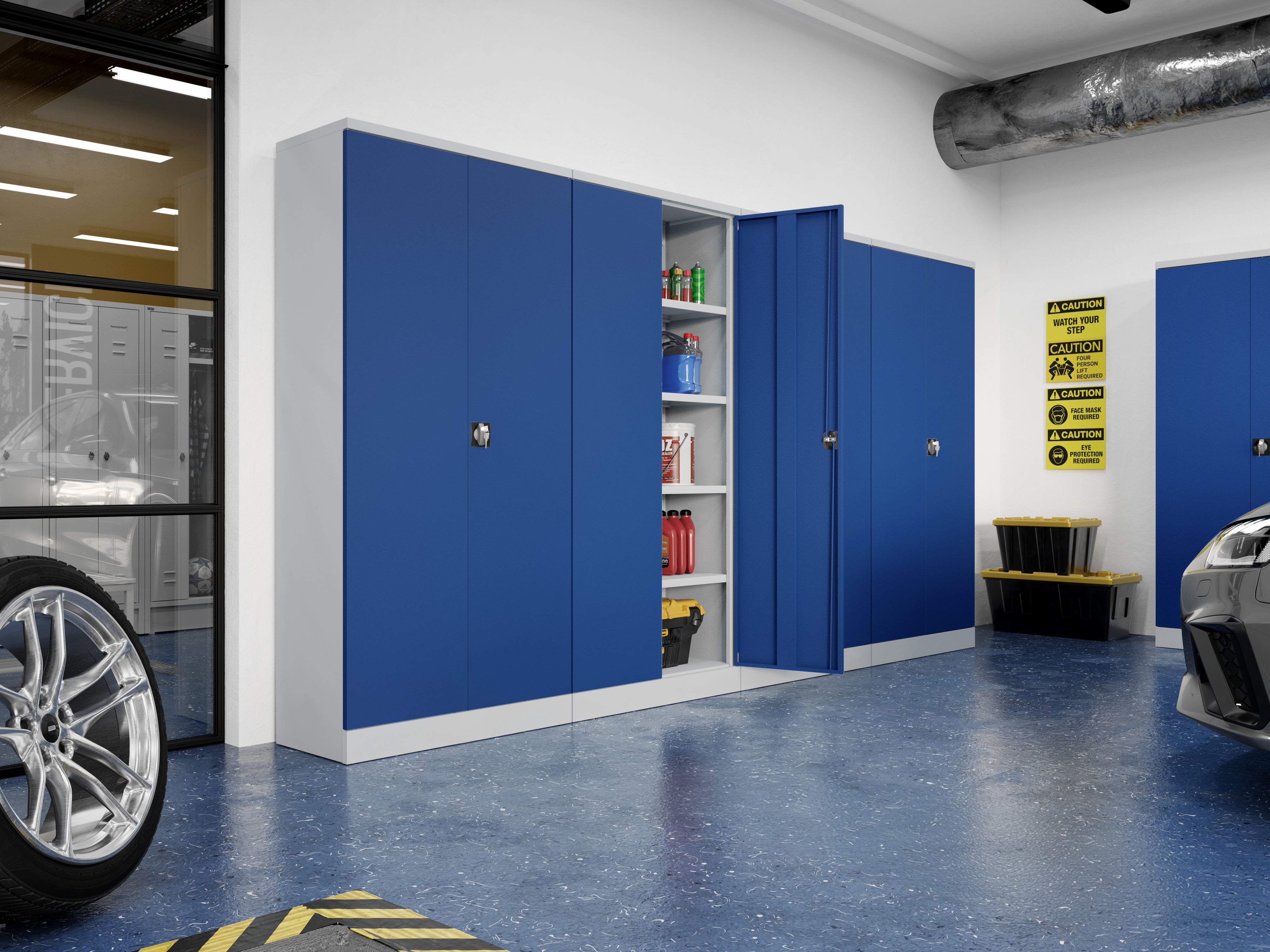 BDM Metal Storage Cabinet with Square Handle Lock and 4 Height Adjustable Shelves