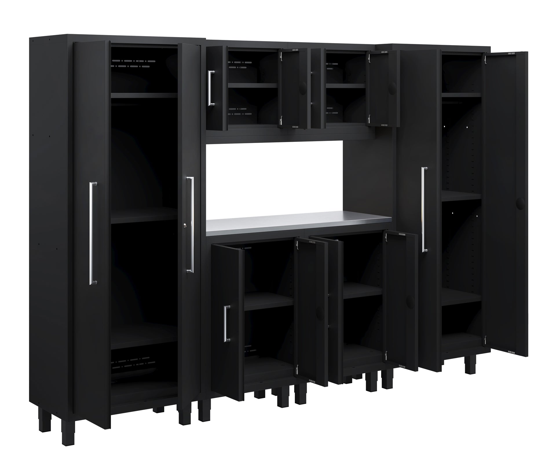 Ensemble de 7 armoires Core Essentials Series avec base, outils, armoires murales et casiers de 76 cm