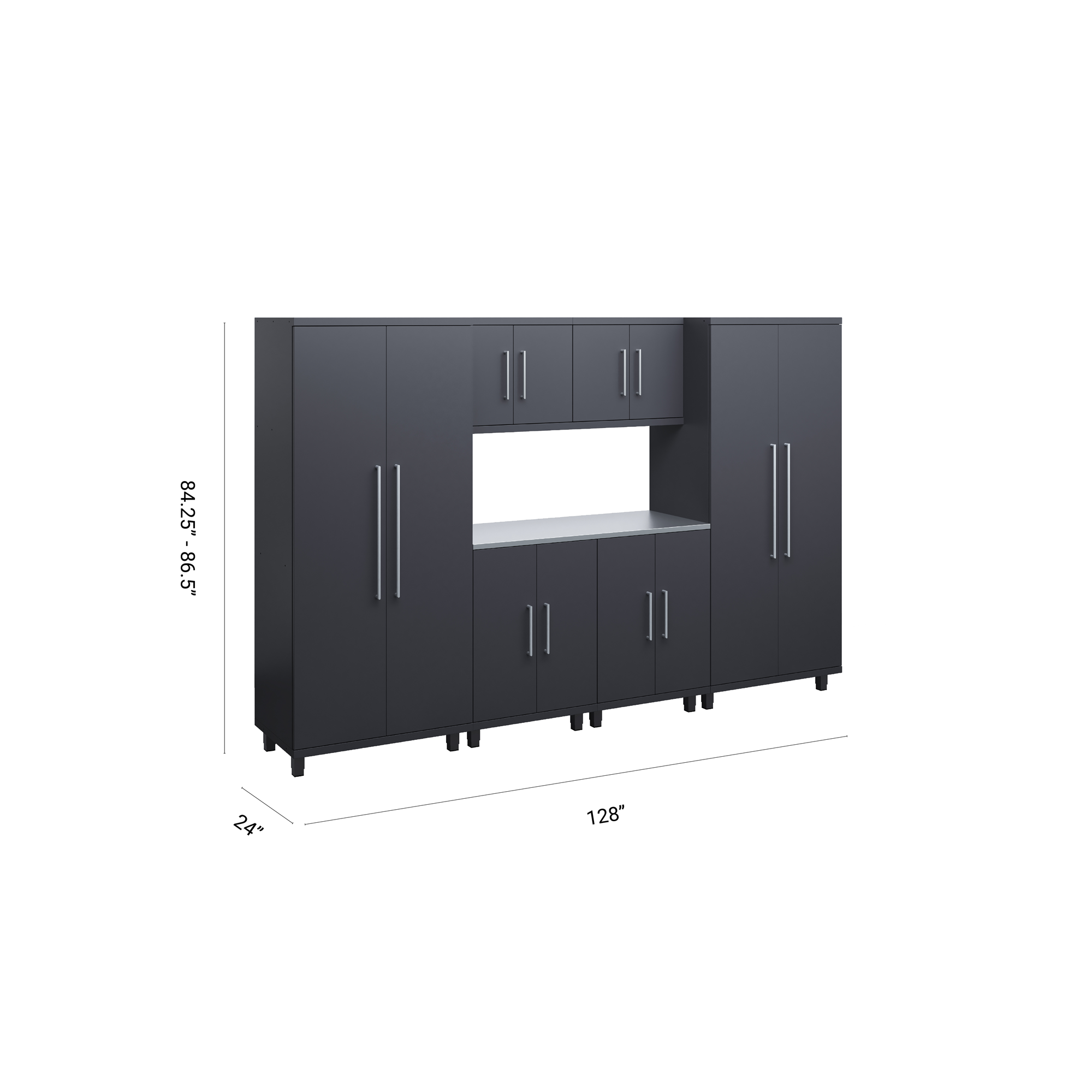 Prestige Series 7pc Cabinet Set with Base, Wall Cabinets and 36" Lockers