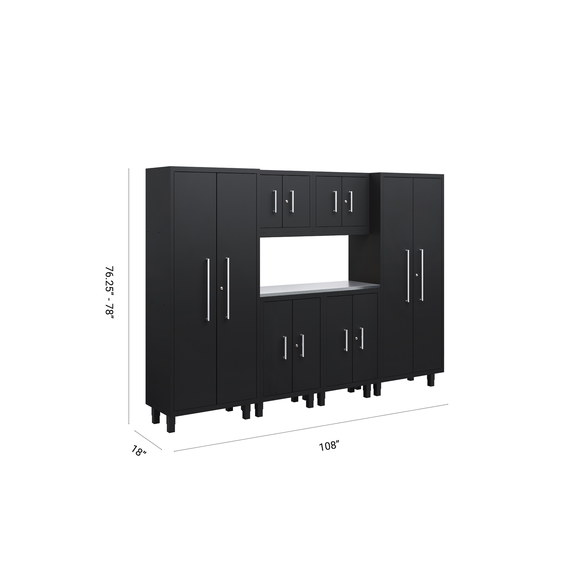 Ensemble de 7 armoires Core Essentials Series avec base, outils, armoires murales et casiers de 76 cm