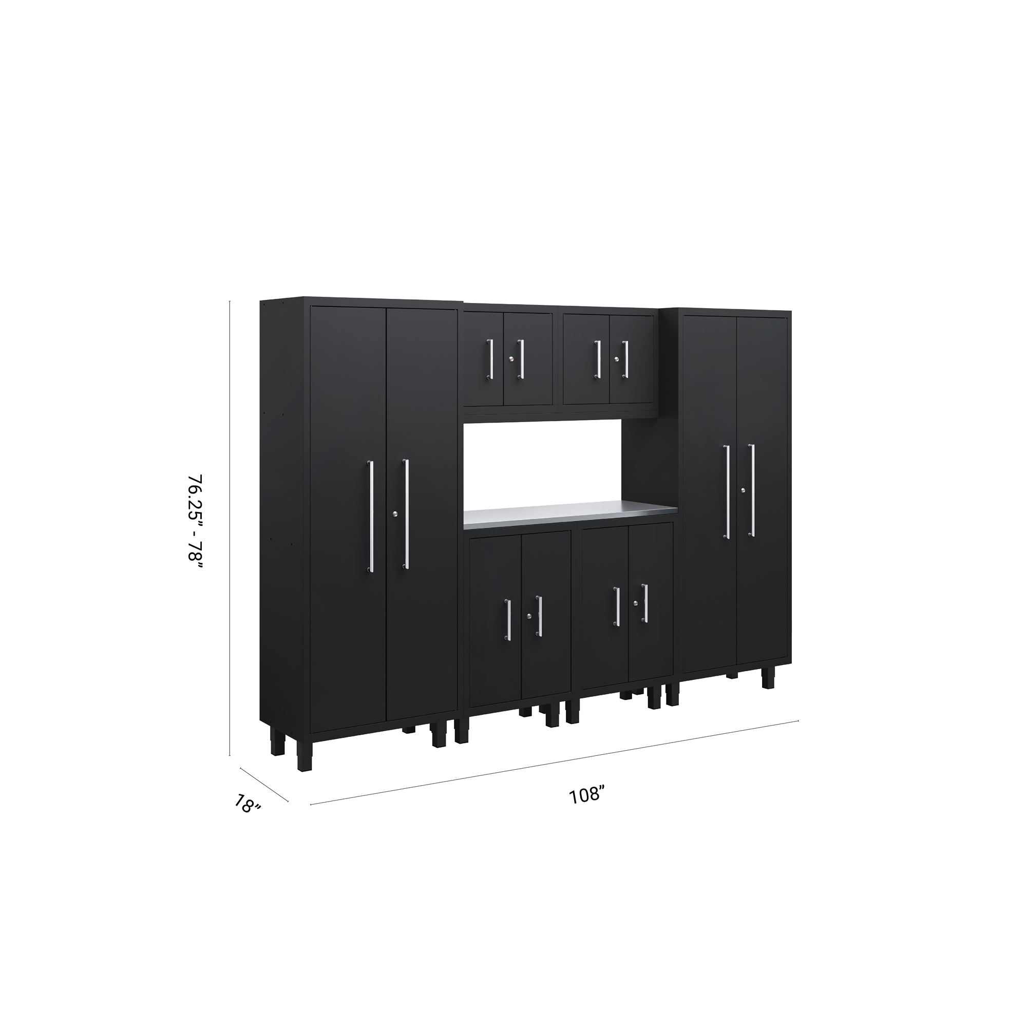 Core Plus Series 7pc Cabinet Set with Base, Wall Cabinets and 30" Lockers