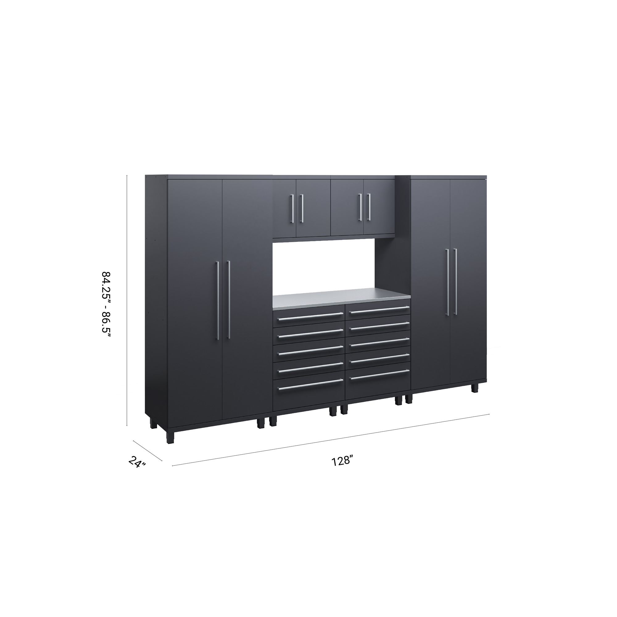 Prestige Series 7pc Cabinet Set with Tool, Wall Cabinets and 30" Lockers