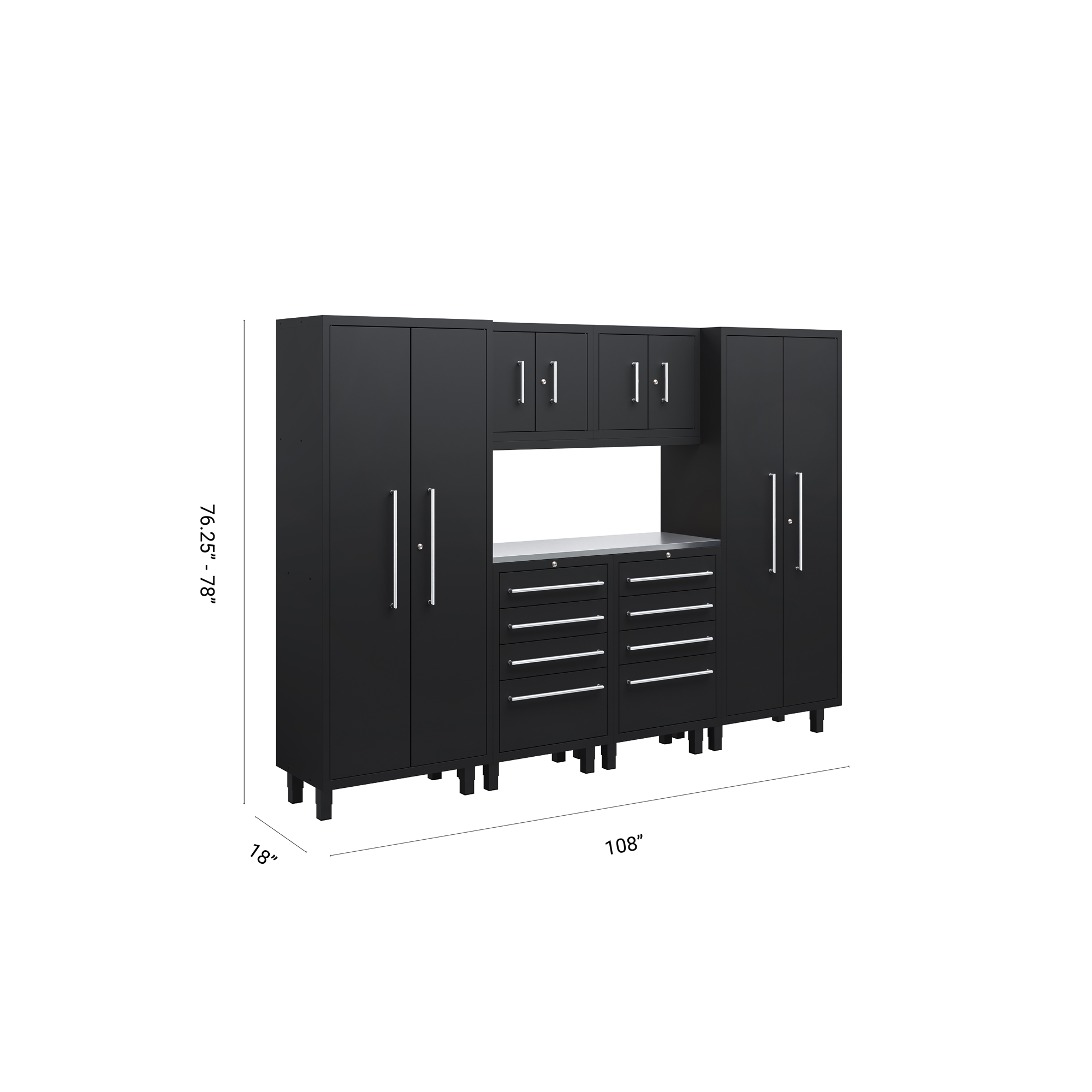 Core Plus Series 7pc Cabinet Set with Tool, Wall Cabinets and 30" Lockers