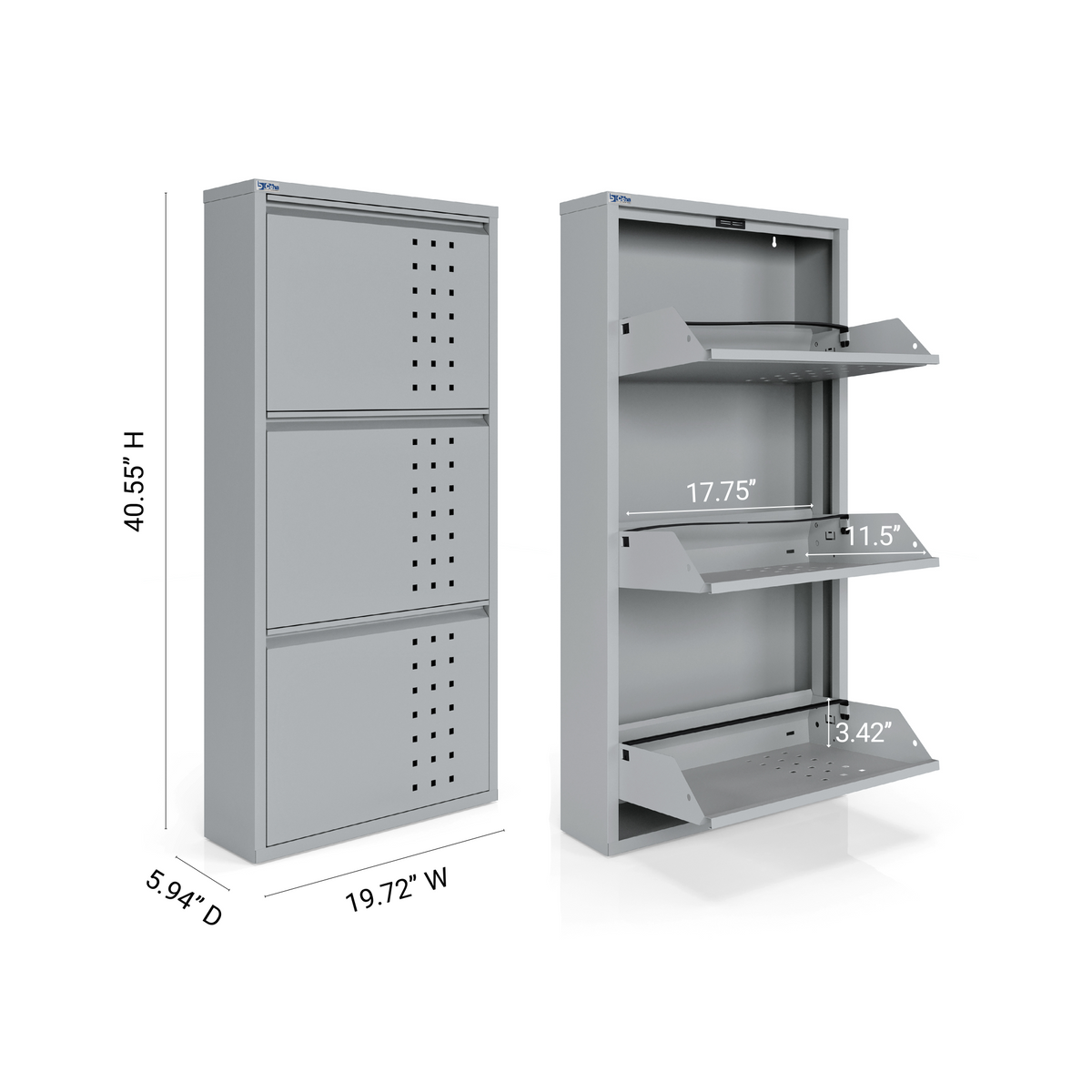 Meuble à chaussures en métal 3 portes avec ventilation frontale - AYK